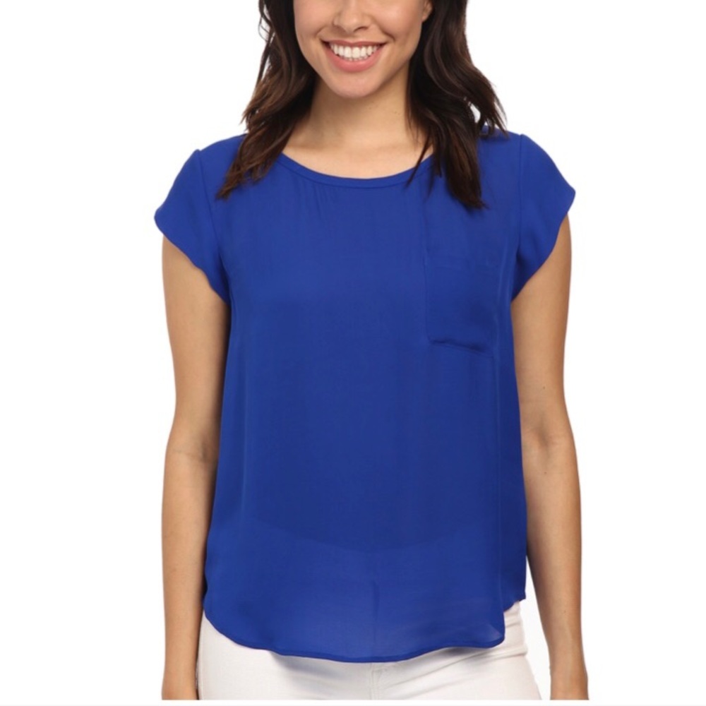 Joie silk Rancher T-shirt blouse top cobalt blue